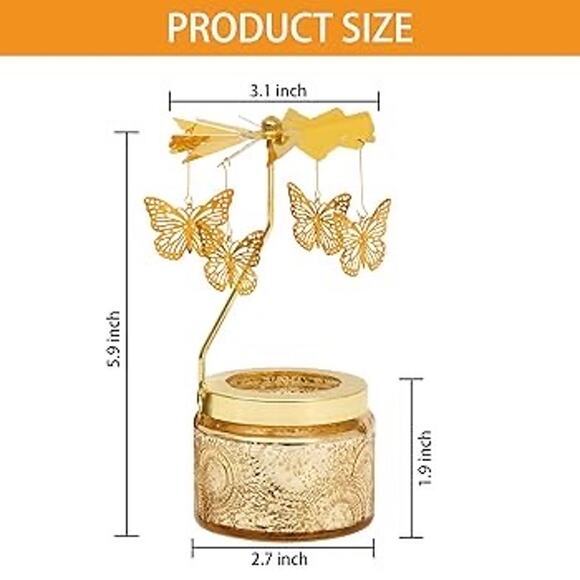 A Gift from the heart Rotating Scented Candle with gold butterfly charms - Picture 9 of 11